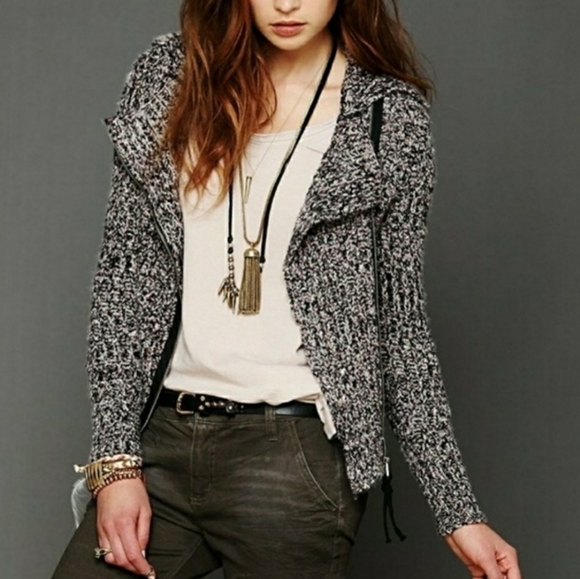 Free People asymmetric zip sweater chunky moto - Picture 1 of 13